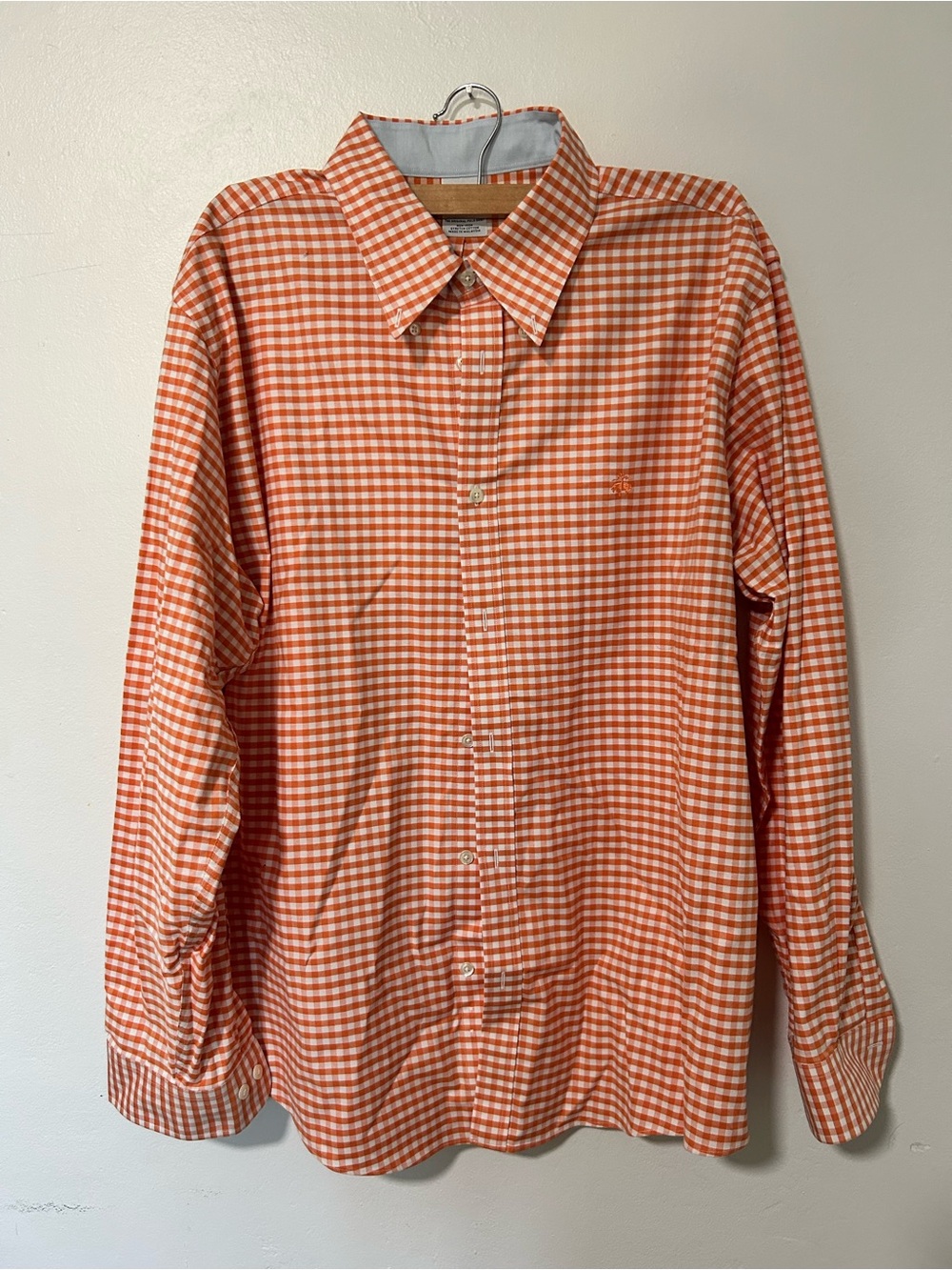 Brooks Brothers Orange and White Gingham Button-Down Shirt NWOT